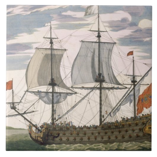 Britse marine: een eersteklas schip dat de Witte E Tegeltje (Voorkant)