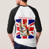 Britse Merry Christmas Corgi met rendiergewei T-shirt (Achterkant)