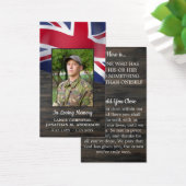 Britse militaire Memorial Fallen Soldier Prayer Visitekaartje (Bureau)