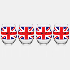  Britse nationale vlag met Engeland Wijnglas Zonder Voet