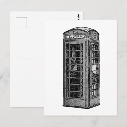 Britse Phone Booth Illustration UK Travel Briefkaart (Voorkant / Achterkant)