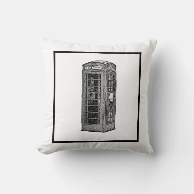  Britse Phone Booth Illustration UK Travel Kussen (Voorkant)