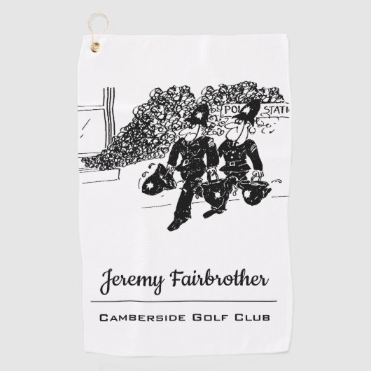 Britse politie die water in helmen vervoert golfhanddoek (Voorkant)