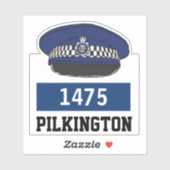Britse politie Flat Pet met naam en nummer Sticker (Vel)