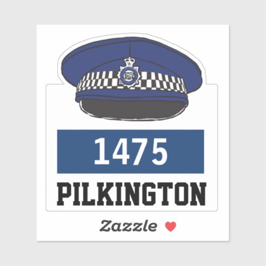 Britse politie Flat Pet met naam en nummer Sticker (Vel)