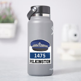 Britse politie platte pet met naam en nummer sticker