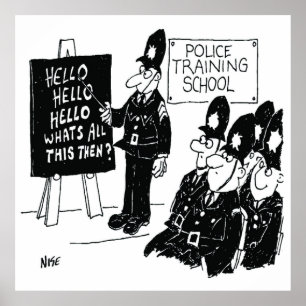 Britse Politieacademie Funny Cartoon Poster