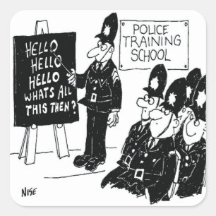 Britse Politieacademie Funny Cartoon Vierkante Sticker