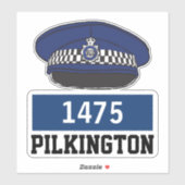 Britse politieagent Flat Pet met naam en nummer Sticker (Vel)