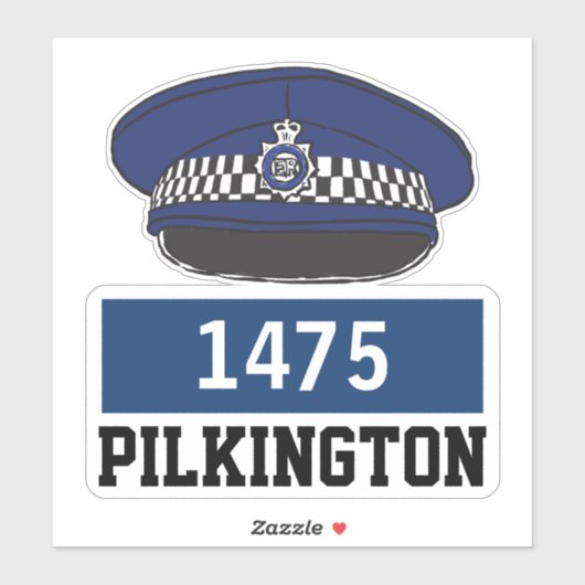 Britse politieagent Flat Pet met naam en nummer Sticker (Vel)