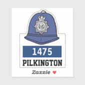 Britse politieagent helm met naam en nummer sticker (Vel)