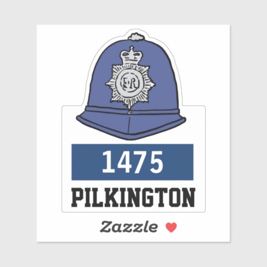 Britse politieagent helm met naam en nummer sticker (Vel)