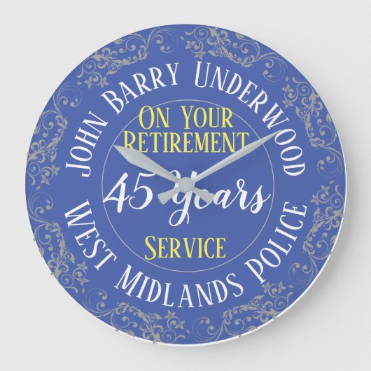 Britse politietoekenning met jaren in dienst grote klok (Voorkant)