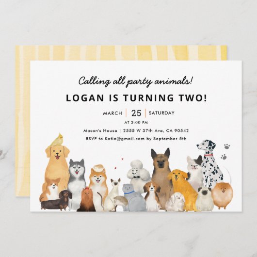 Britse puppy Dog Party Animals Kaart (Voorkant / Achterkant)