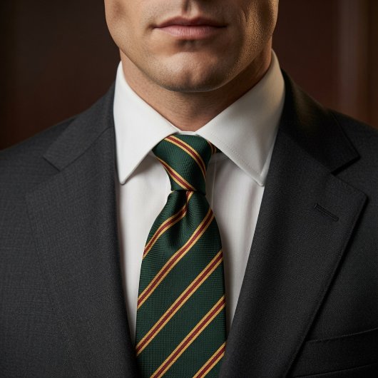 Britse Racing Green Regimentsstreep Stropdas