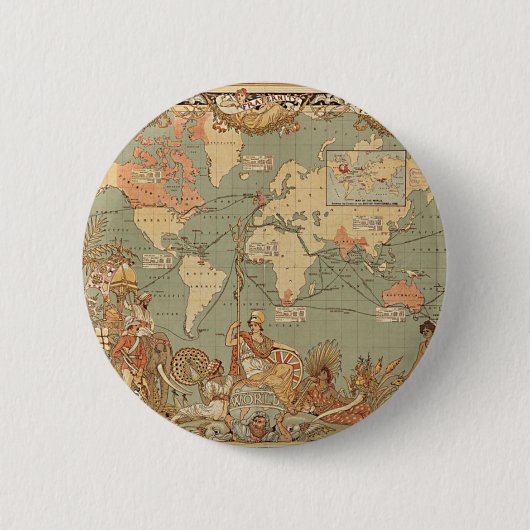 Britse Rijk  Victoriaans Wereldkaart Ronde Button 5,7 Cm (Voorkant)