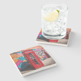 Britse rode telefooncel stenen onderzetter