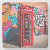 Britse rode telefooncel stenen onderzetter (Voorkant)