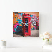 Britse rode telefooncel vierkante klok (Huis)