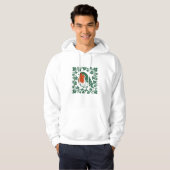 Britse Roodborst Linocut Klimop Ontwerp Hoodie (Voorkant volledig)