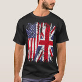 Britse Roots Half Amerikaanse vlag Groot-Brittanni T-shirt (Voorkant)