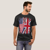 Britse Roots Half Amerikaanse vlag Groot-Brittanni T-shirt (Voorkant volledig)