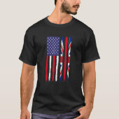 Britse rots halve Amerikaanse vlag Britse T-shirt (Voorkant)