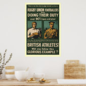 Britse rugby, football spelers eisen dienst poster (Keuken)