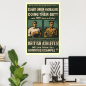 Britse rugby, football spelers eisen dienst poster (Thuiskantoor)