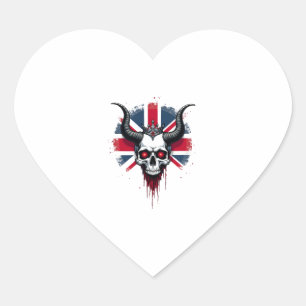 Britse Schedel Engeland UK Vlag Premium T-shirt (1 Hart Sticker