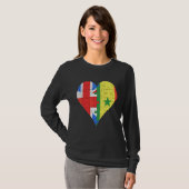 Britse Senegalese vlag hart T-shirt (Voorkant volledig)