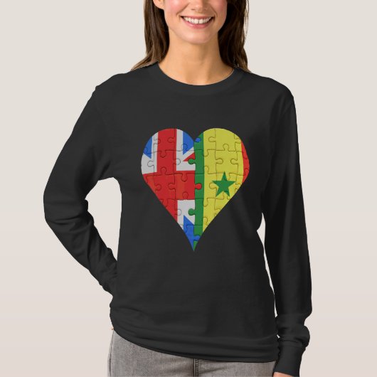 Britse Senegalese vlag hart T-shirt (Voorkant)