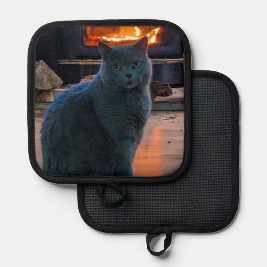 Britse Shorthair Cat Daddy Kat open haard Pannenlap (Voorkant / Achterkant)