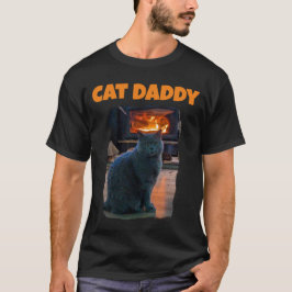 Britse Shorthair Cat Daddy Kat open haard T-shirt