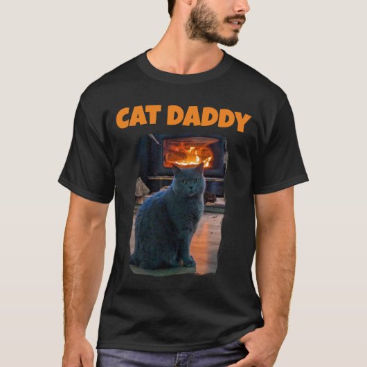 Britse Shorthair Cat Daddy Kat open haard T-shirt (Voorkant)
