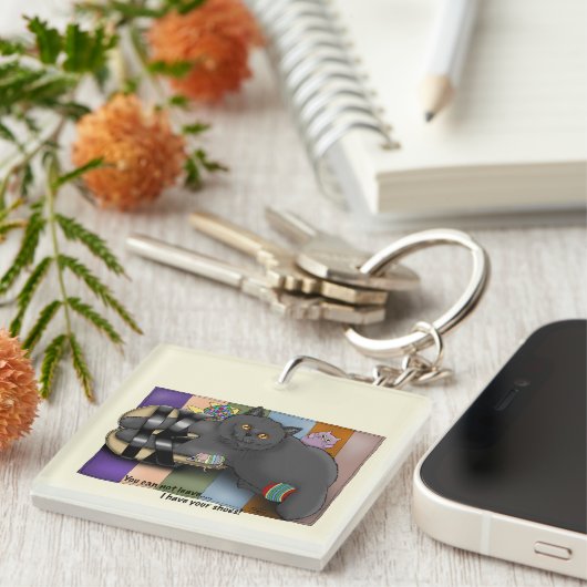 Britse Shorthair Cat Sandalen Grappig Schattige Sleutelhanger (Voorkant Rechts)