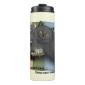 Britse Shorthair Cat Sandalen Grappig Schattige Thermosbeker (Voorkant)