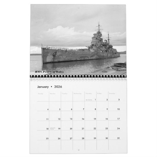 Britse slagschepen van de Tweede Wereldoorlog Kalender (Jan 2026)
