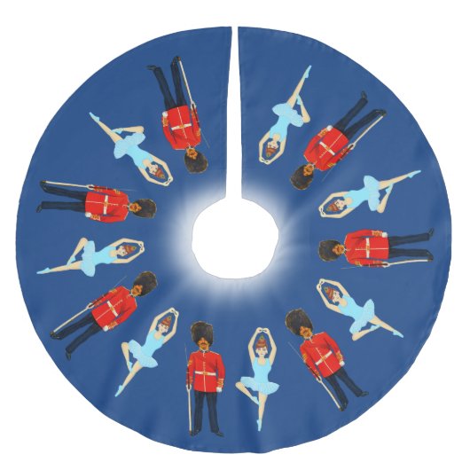 Britse soldaten en dansende fee op blauwe achtergr kerstboom rok (Voorkant)