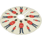 Britse soldaten in blauw en rood op lichtbeige kerstboom rok (Gekanteld)