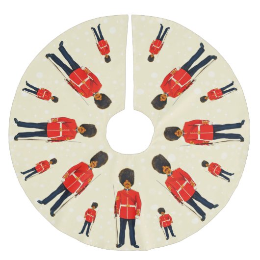 Britse soldaten in blauw en rood op lichtbeige kerstboom rok (Voorkant)