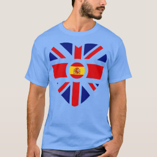 Britse Spaanse multinationale patriot vlag hart T-shirt