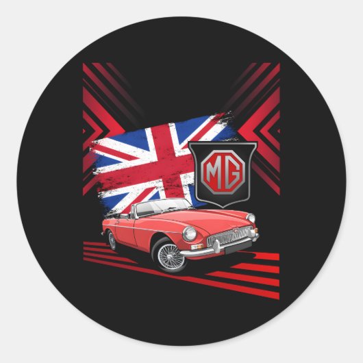 Britse sportwagen Mg Mgb Convertible Ronde Sticker (Voorkant)