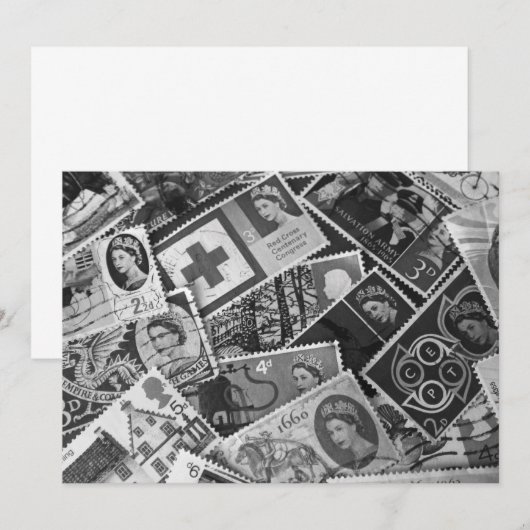 Britse Stamps-uitnodiging Kaart (Voorkant / Achterkant)