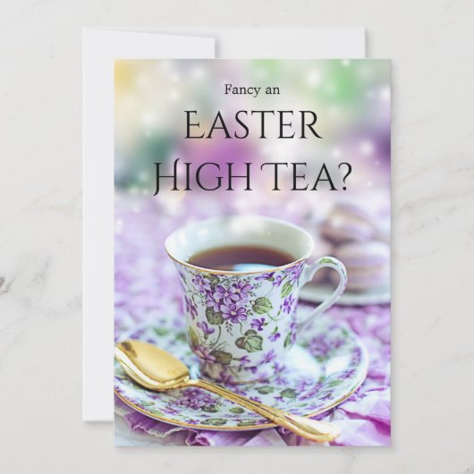 Britse stijl high tea of easter brunch uitnodiging (Voorkant)