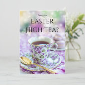 Britse stijl high tea of easter brunch uitnodiging (Staand voorkant)