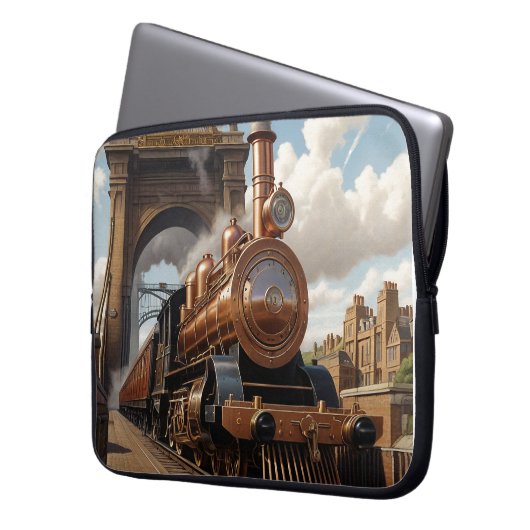 Britse stoomtrein vertrekt uit Londen Laptop Sleeve (Voorkant Links)