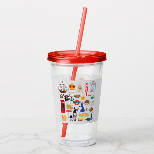 Britse symbolen acryl drinkbeker (Achterkant)