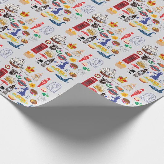 Britse symbolen cadeaupapier (Hoek)