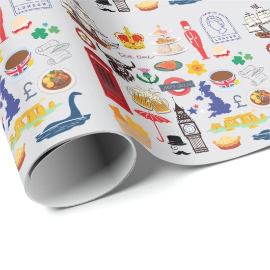 Britse symbolen cadeaupapier (Rol Hoek)